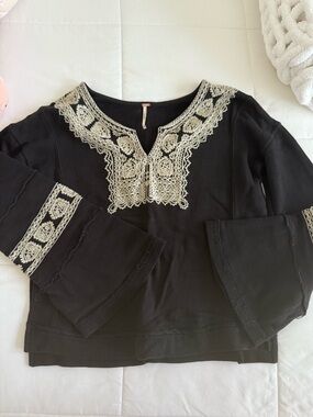 Free People Black Long Sleeve Tunic Top